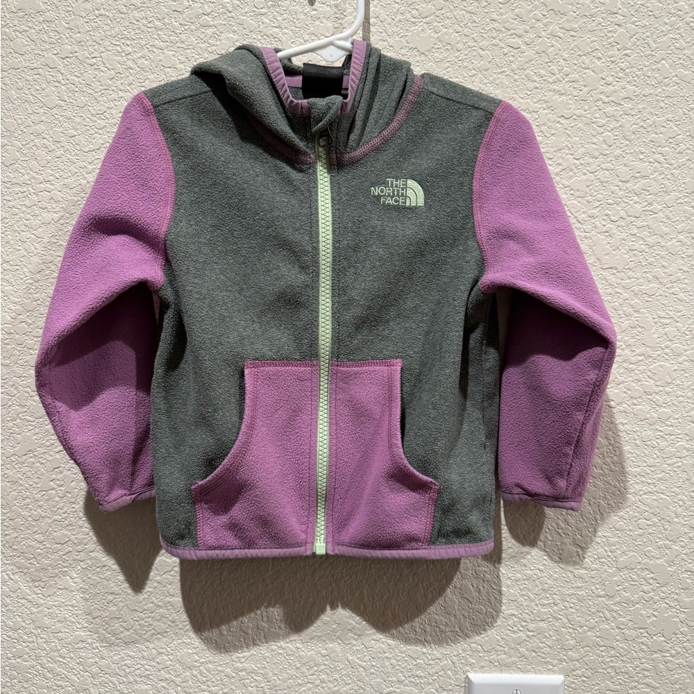 The North Face Kids' Gray and Purple Fleece Hoodie 18/24 months